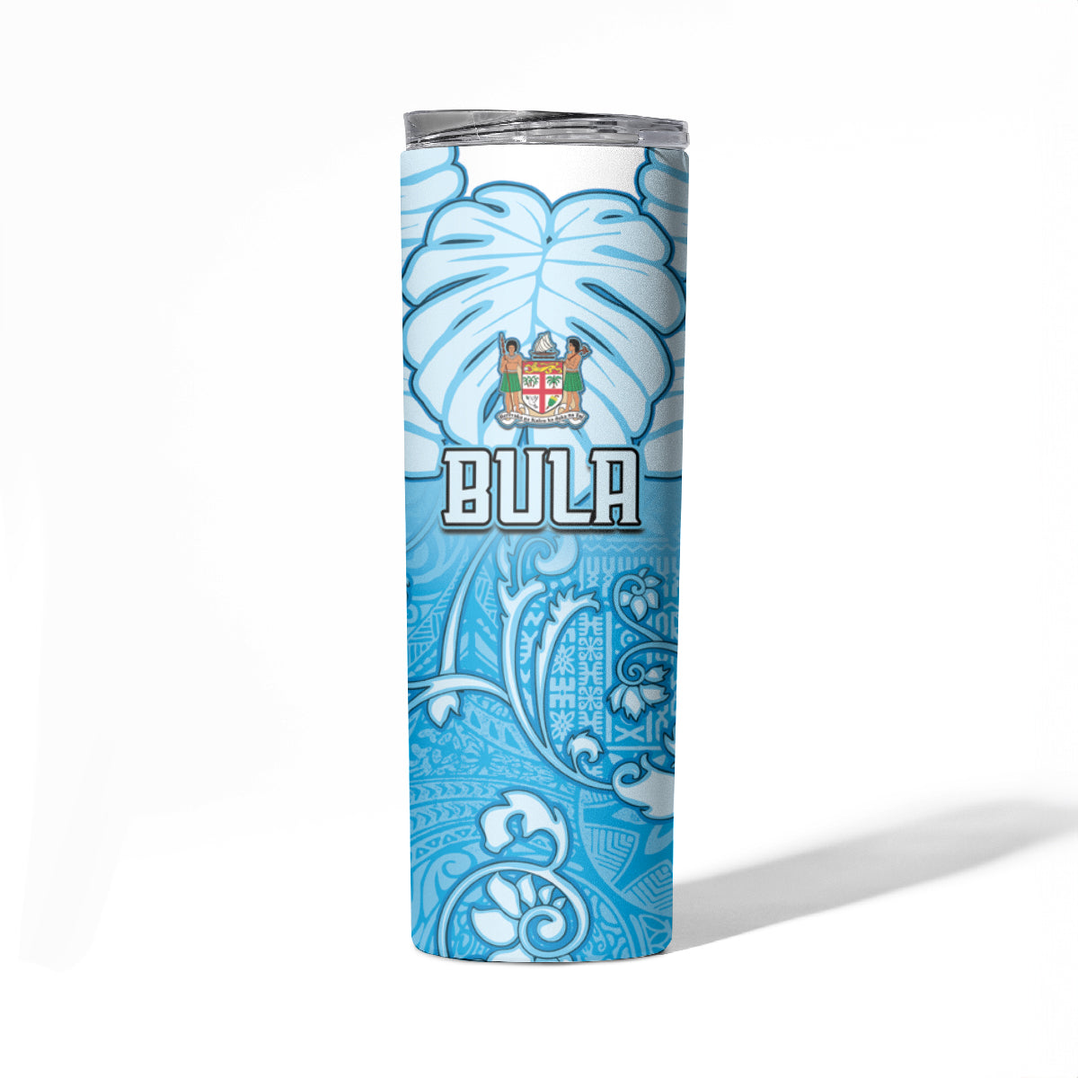 Personalized Fiji Spring Break Skinny Tumbler Fijian Tapa Pattern Blue LT05 - Polynesian Pride