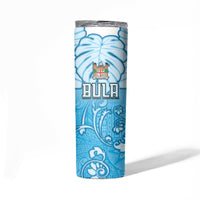 Personalized Fiji Spring Break Skinny Tumbler Fijian Tapa Pattern Blue LT05 - Polynesian Pride