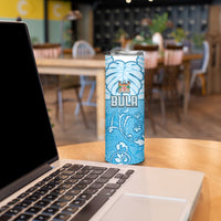 Personalized Fiji Spring Break Skinny Tumbler Fijian Tapa Pattern Blue LT05 - Polynesian Pride