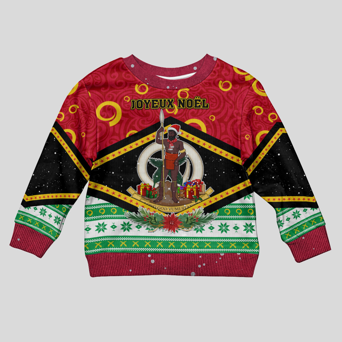 Personalised Vanuatu Christmas Kid Ugly Christmas Sweater Santa God Yumi LT05 Kid Red - Polynesian Pride