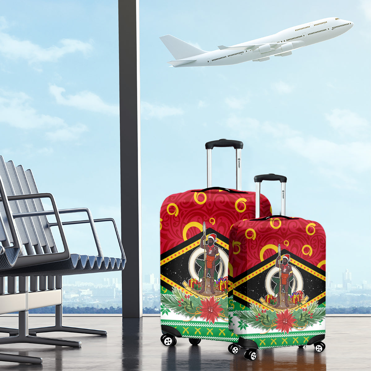 Vanuatu Christmas Luggage Cover Santa God Yumi LT05 - Polynesian Pride