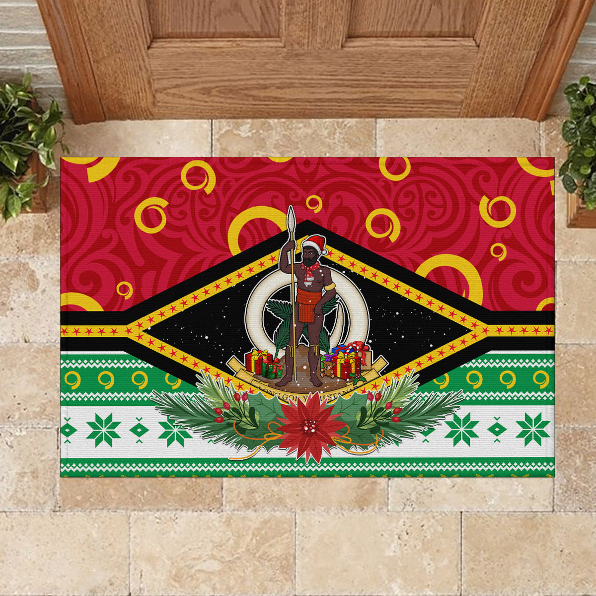 Vanuatu Christmas Rubber Doormat Santa God Yumi LT05 - Polynesian Pride