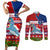 Personalized Samoa Christmas Couples Matching Short Sleeve Bodycon Dress and Long Sleeve Button Shirts Santas Whale Manuia Le Kerisimasi LT05 Red - Polynesian Pride