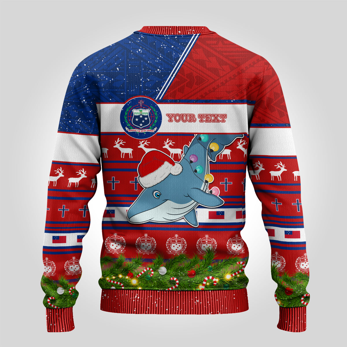 Personalised Samoa Christmas Ugly Christmas Sweater Santas Whale Manuia Le Kerisimasi LT05 - Polynesian Pride
