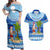 Personalized Fiji Christmas Couples Matching Off Shoulder Maxi Dress and Hawaiian Shirt Santa Claus Surf Marau Na Kerisimasi LT05 Blue - Polynesian Pride