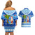 Personalized Fiji Christmas Couples Matching Off Shoulder Short Dress and Hawaiian Shirt Santa Claus Surf Marau Na Kerisimasi LT05 - Polynesian Pride