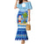 Personalized Fiji Christmas Family Matching Mermaid Dress and Hawaiian Shirt Santa Claus Surf Marau Na Kerisimasi LT05 Mom's Dress Blue - Polynesian Pride