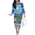 Personalized Fiji Christmas Off The Shoulder Long Sleeve Dress Santa Claus Surf Marau Na Kerisimasi LT05 Women Blue - Polynesian Pride