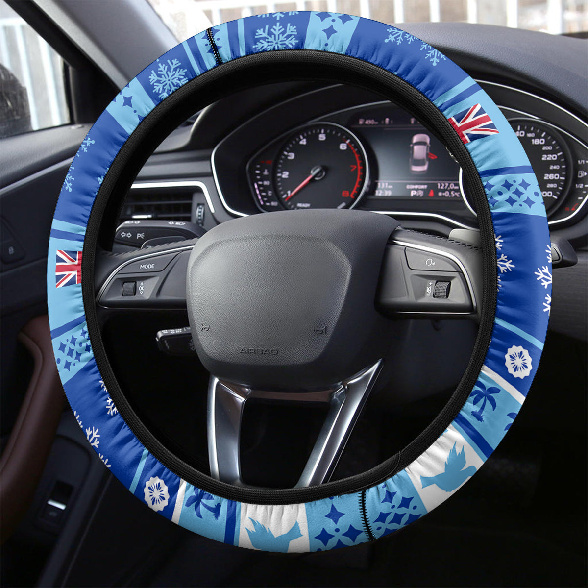 Fiji Christmas Steering Wheel Cover Santa Claus Surf Marau Na Kerisimasi LT05 - Polynesian Pride