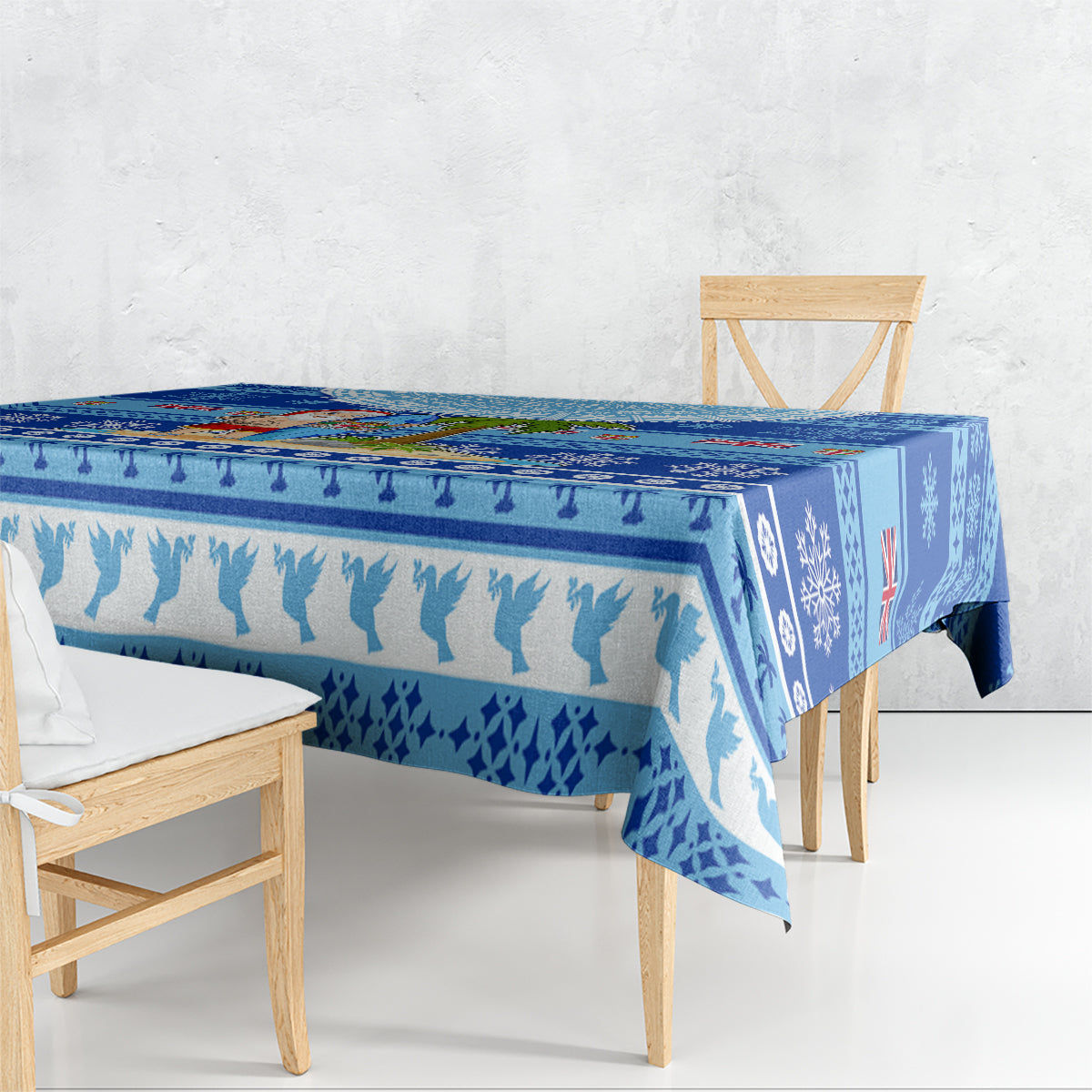 Fiji Christmas Tablecloth Santa Claus Surf Marau Na Kerisimasi LT05 - Polynesian Pride