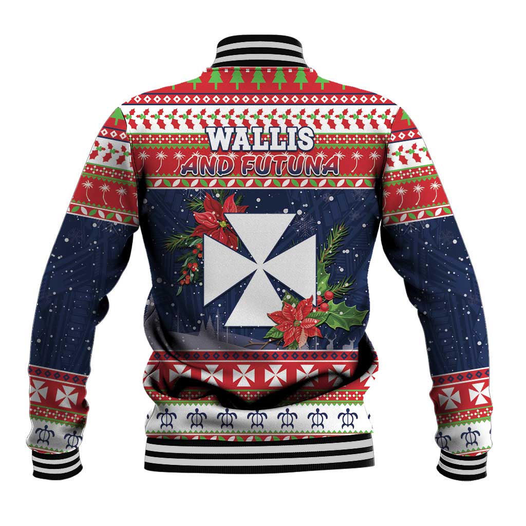 Wallis and Futuna Christmas Baseball Jacket Poinsettia Joyeux Noel LT05 - Polynesian Pride