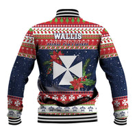 Wallis and Futuna Christmas Baseball Jacket Poinsettia Joyeux Noel LT05 - Polynesian Pride