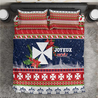 Wallis and Futuna Christmas Bedding Set Poinsettia Joyeux Noel LT05 Red - Polynesian Pride