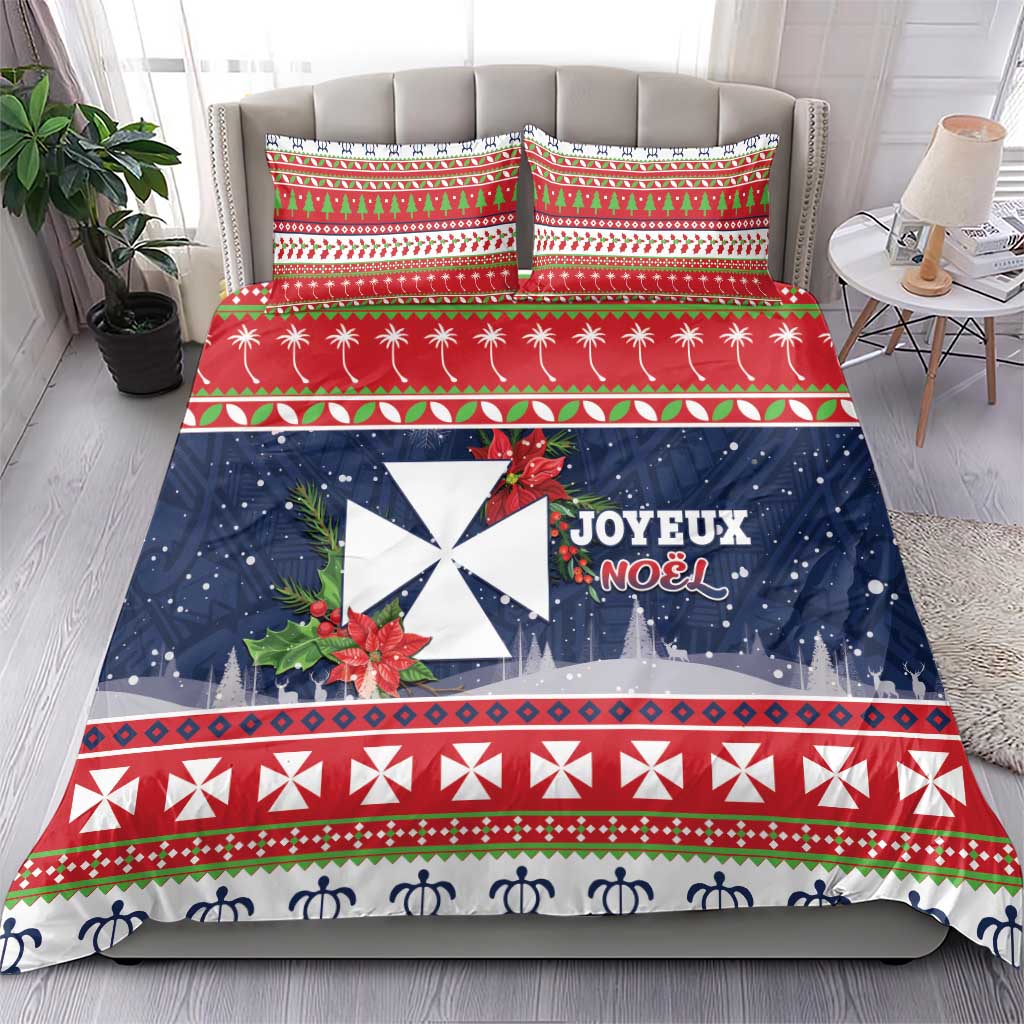 Wallis and Futuna Christmas Bedding Set Poinsettia Joyeux Noel LT05 - Polynesian Pride
