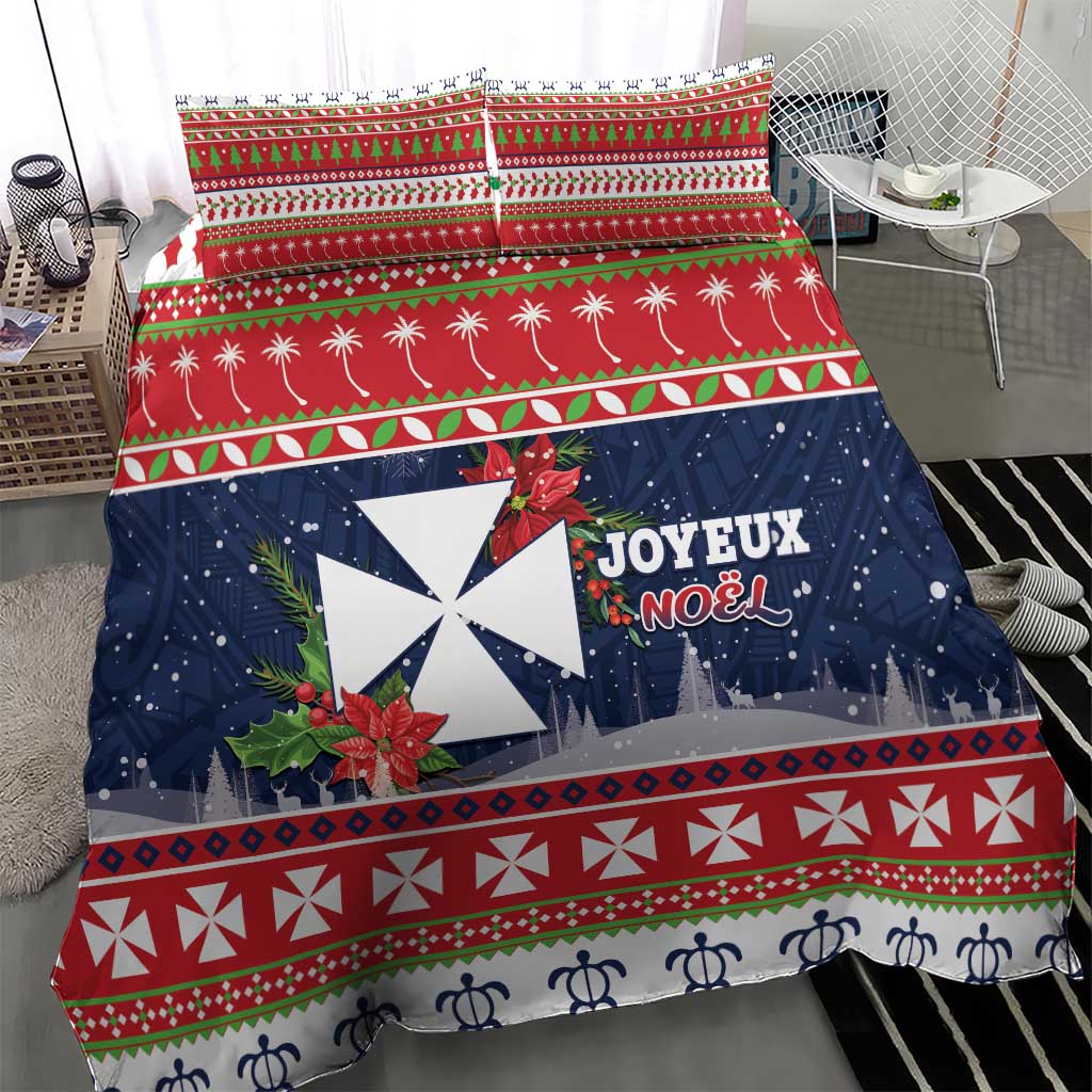 Wallis and Futuna Christmas Bedding Set Poinsettia Joyeux Noel LT05 - Polynesian Pride