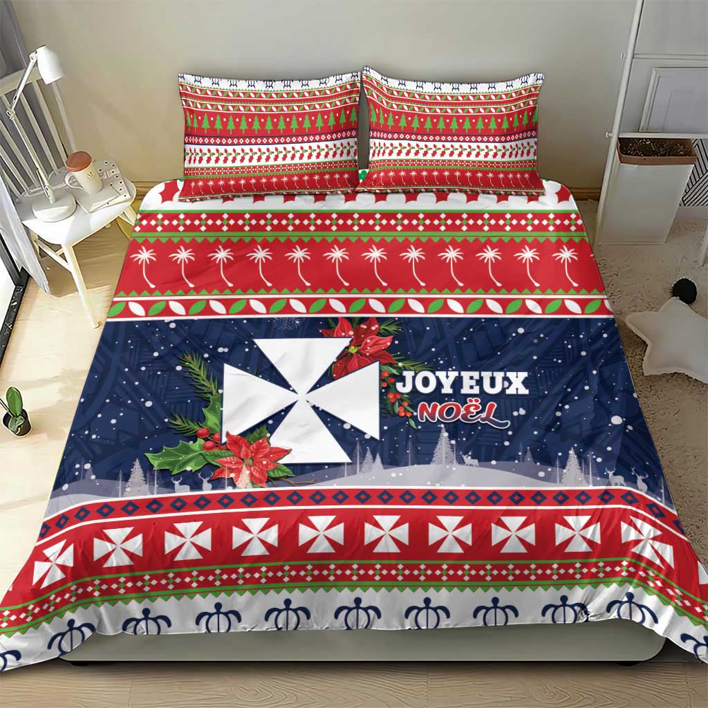 Wallis and Futuna Christmas Bedding Set Poinsettia Joyeux Noel LT05 - Polynesian Pride