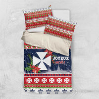 Wallis and Futuna Christmas Bedding Set Poinsettia Joyeux Noel LT05 US Twin 172cm x 218cm Red - Polynesian Pride