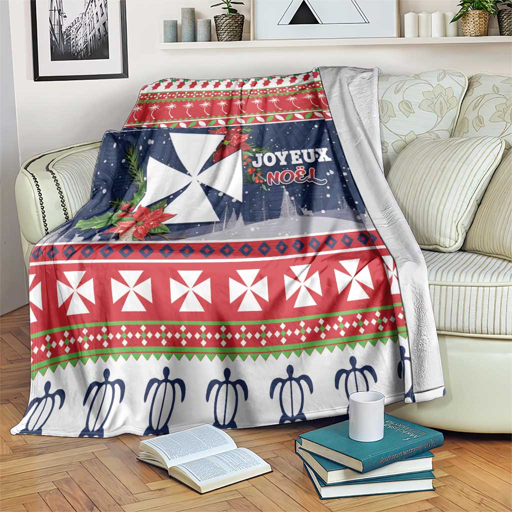Wallis and Futuna Christmas Blanket Poinsettia Joyeux Noel LT05 Red - Polynesian Pride