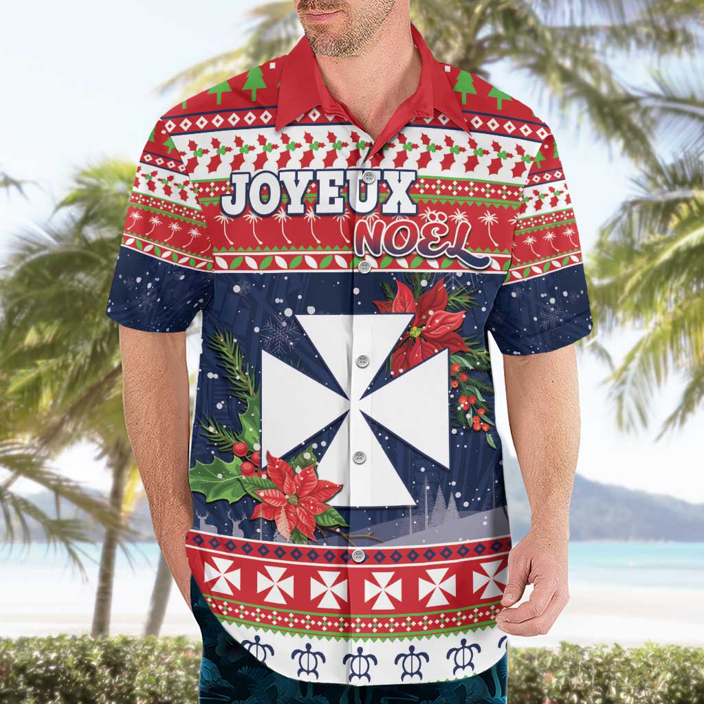 Wallis and Futuna Christmas Hawaiian Shirt Poinsettia Joyeux Noel LT05 - Polynesian Pride