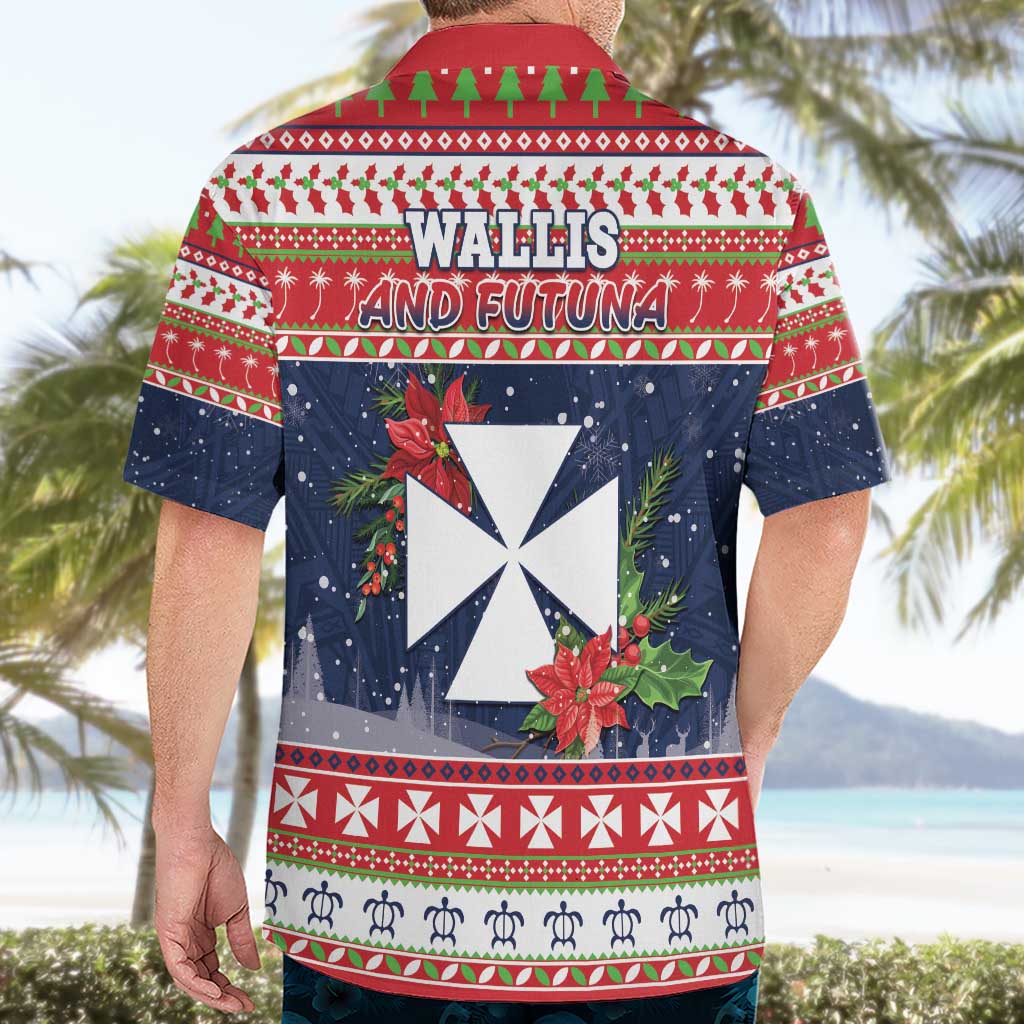 Wallis and Futuna Christmas Hawaiian Shirt Poinsettia Joyeux Noel LT05 - Polynesian Pride
