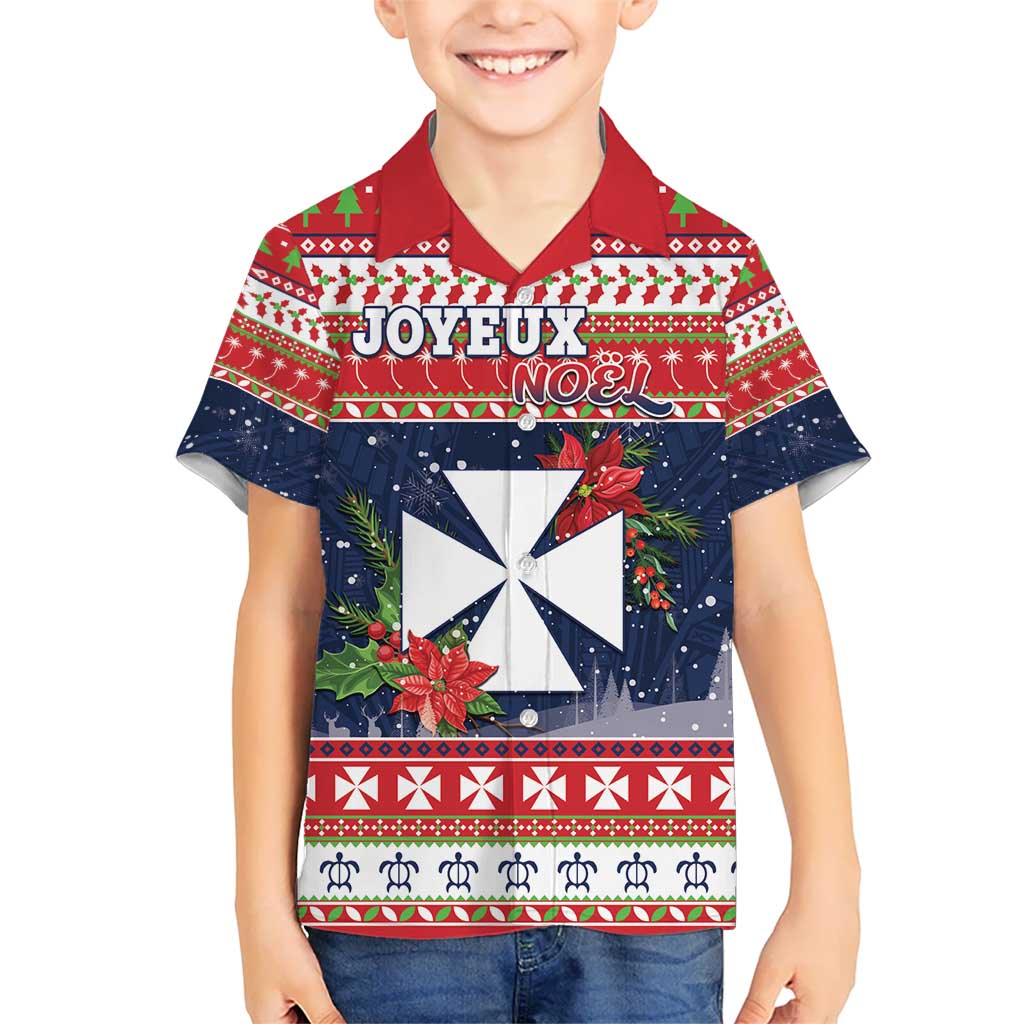 Wallis and Futuna Christmas Hawaiian Shirt Poinsettia Joyeux Noel LT05 - Polynesian Pride