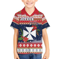 Wallis and Futuna Christmas Hawaiian Shirt Poinsettia Joyeux Noel LT05 - Polynesian Pride