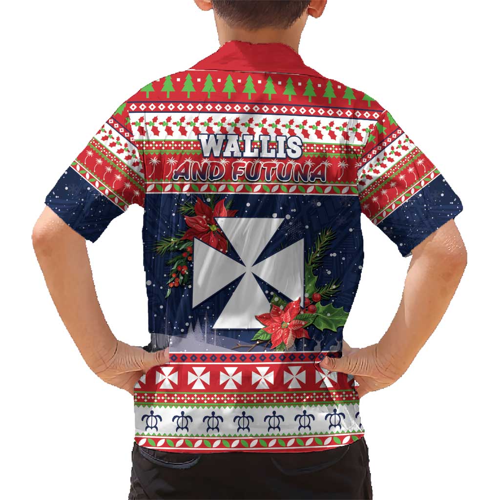 Wallis and Futuna Christmas Hawaiian Shirt Poinsettia Joyeux Noel LT05 - Polynesian Pride