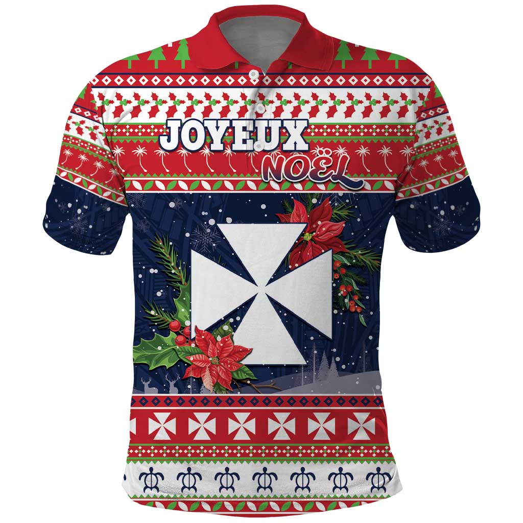 Wallis and Futuna Christmas Polo Shirt Poinsettia Joyeux Noel LT05 Red - Polynesian Pride