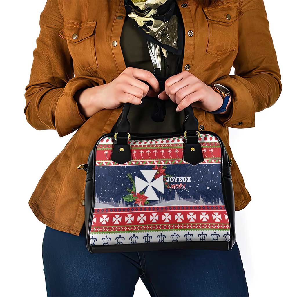 Wallis and Futuna Christmas Shoulder Handbag Poinsettia Joyeux Noel LT05 - Polynesian Pride