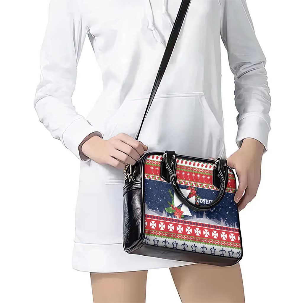Wallis and Futuna Christmas Shoulder Handbag Poinsettia Joyeux Noel LT05 - Polynesian Pride