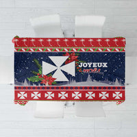 Wallis and Futuna Christmas Tablecloth Poinsettia Joyeux Noel LT05 Red - Polynesian Pride