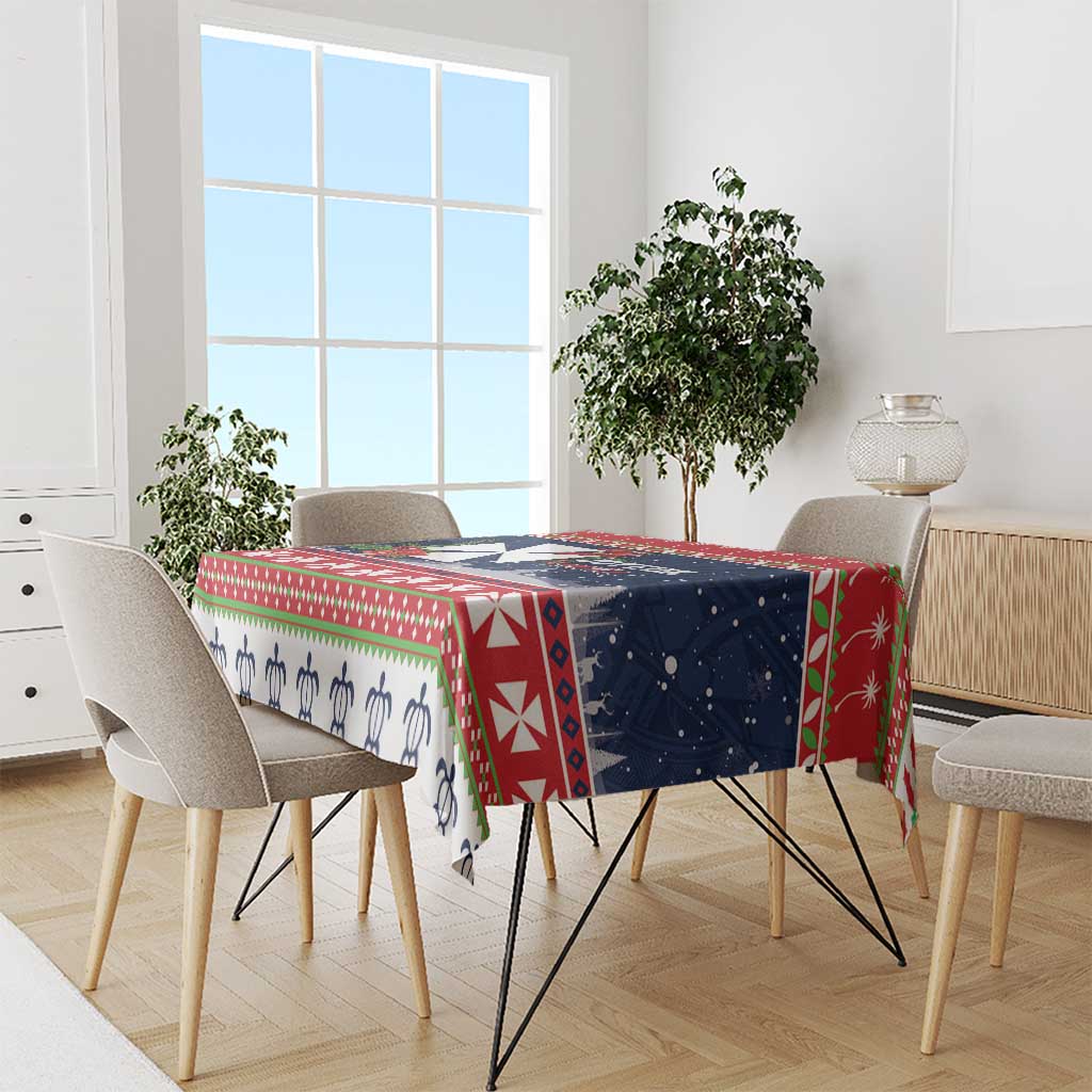 Wallis and Futuna Christmas Tablecloth Poinsettia Joyeux Noel LT05 - Polynesian Pride