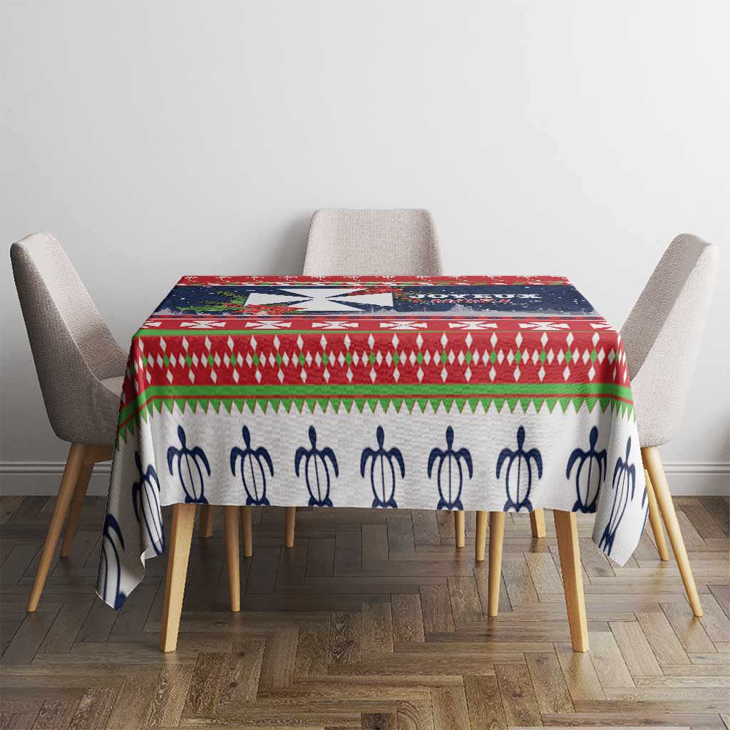 Wallis and Futuna Christmas Tablecloth Poinsettia Joyeux Noel LT05 - Polynesian Pride