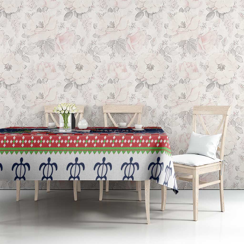Wallis and Futuna Christmas Tablecloth Poinsettia Joyeux Noel LT05 - Polynesian Pride
