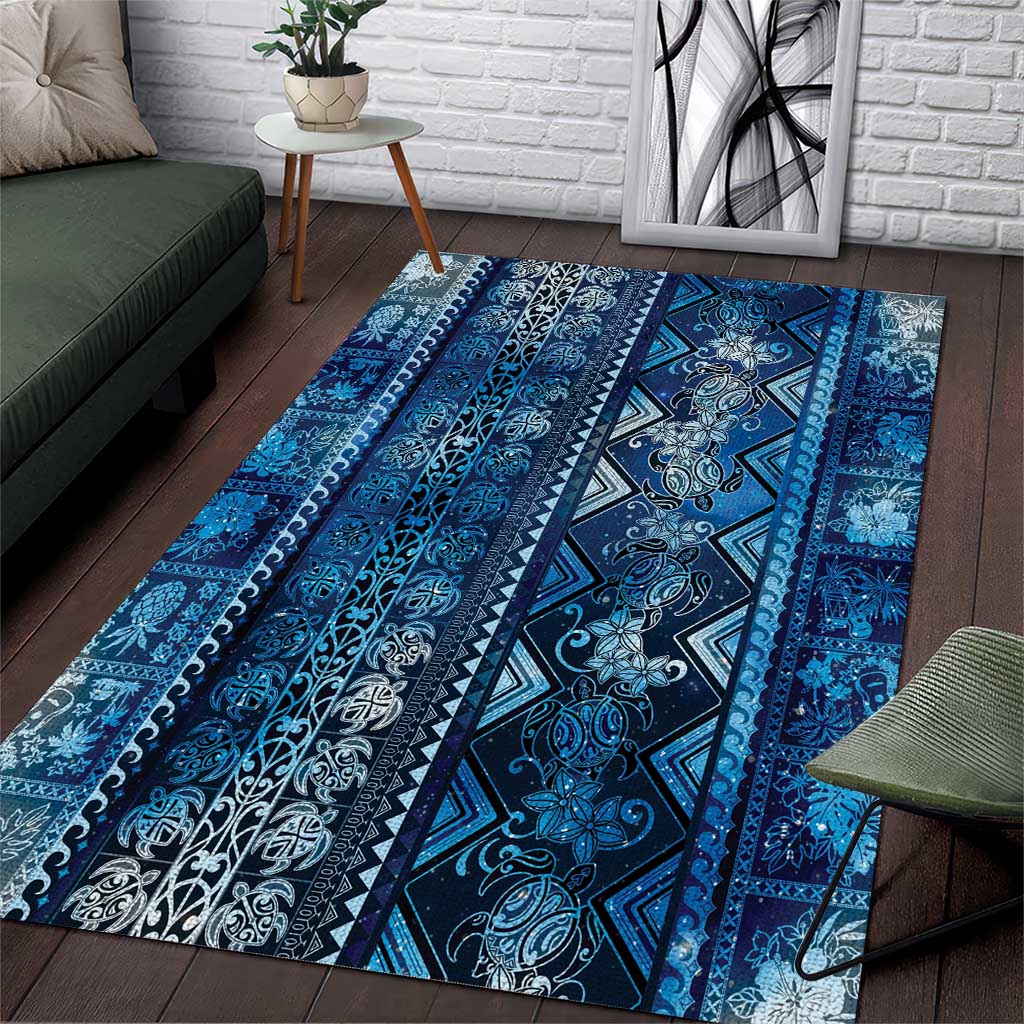Hawaii Makahiki Turtle Area Rug Galaxy Tapa Pattern LT05 Galaxy - Polynesian Pride