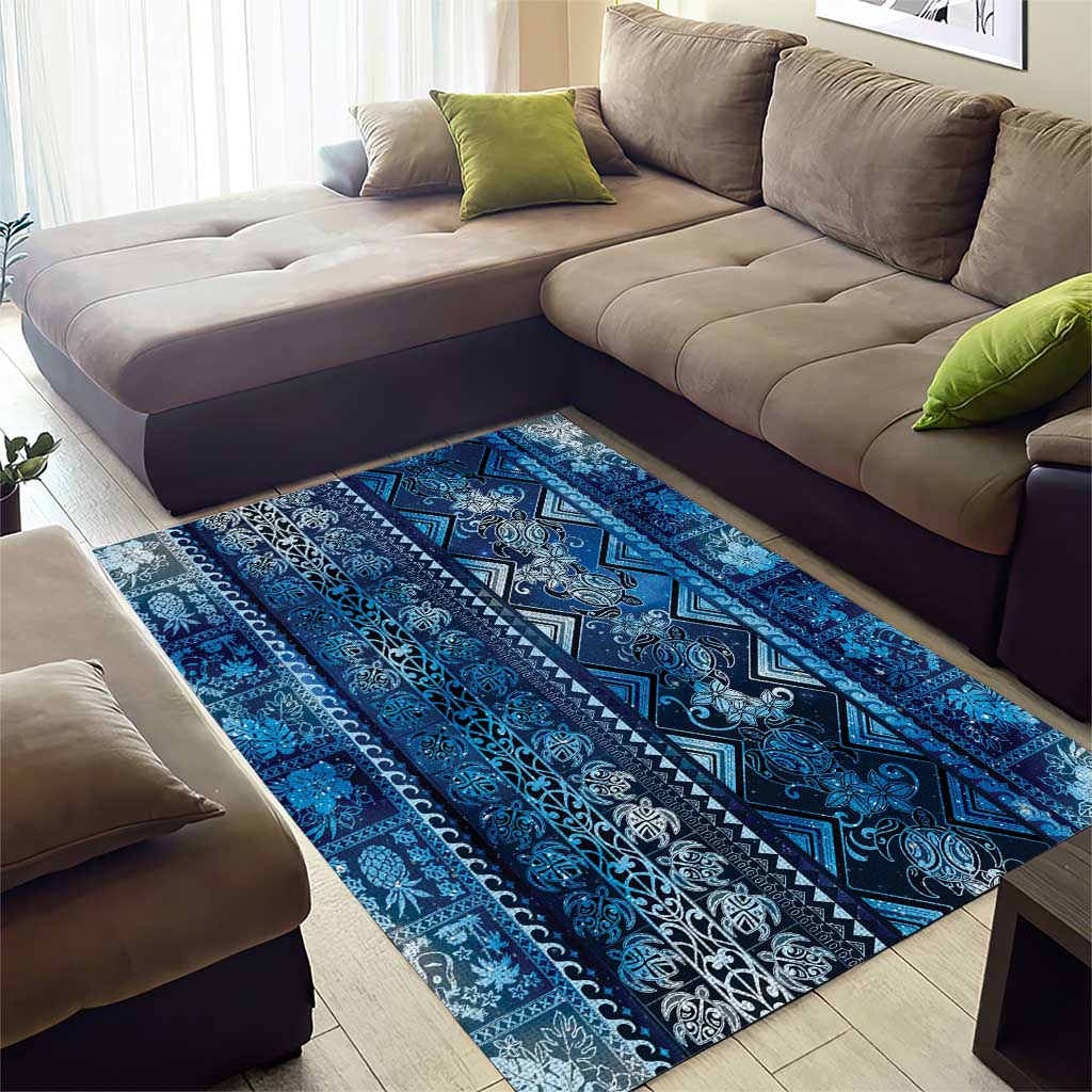 Hawaii Makahiki Turtle Area Rug Galaxy Tapa Pattern LT05 - Polynesian Pride