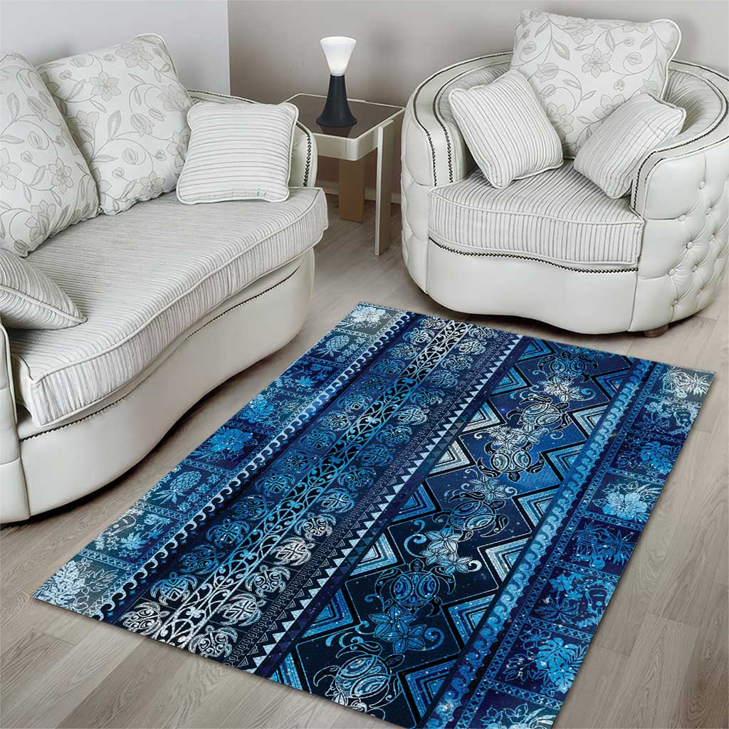 Hawaii Makahiki Turtle Area Rug Galaxy Tapa Pattern LT05 - Polynesian Pride