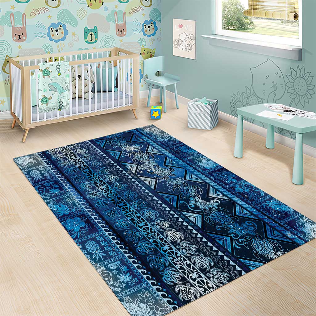 Hawaii Makahiki Turtle Area Rug Galaxy Tapa Pattern LT05 - Polynesian Pride