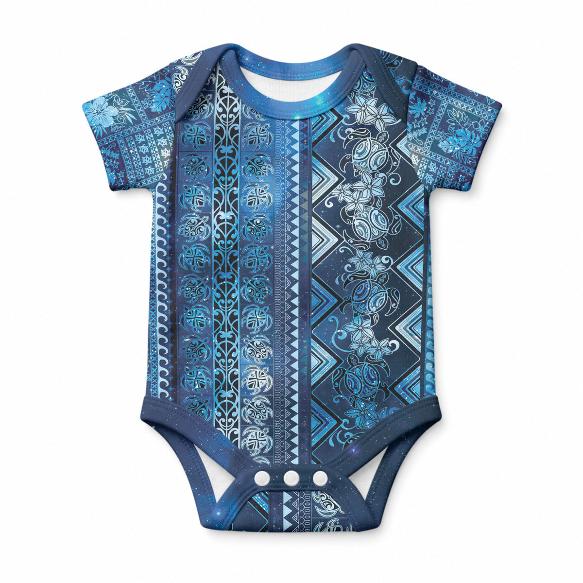 Hawaii Makahiki Turtle Baby Onesie Galaxy Tapa Pattern LT05 Galaxy - Polynesian Pride
