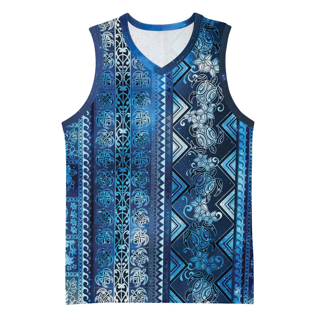 Hawaii Makahiki Turtle Basketball Jersey Galaxy Tapa Pattern LT05 Unisex Galaxy - Polynesian Pride