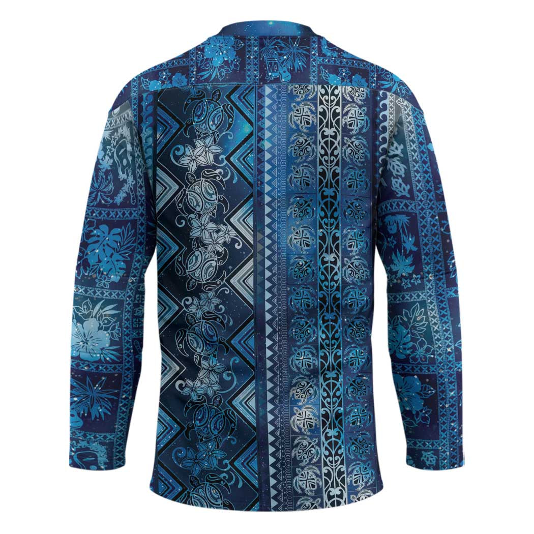 Hawaii Makahiki Turtle Hockey Jersey Galaxy Tapa Pattern LT05 - Polynesian Pride