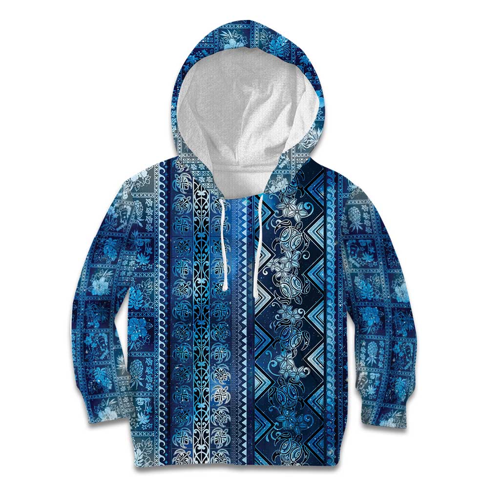 Hawaii Makahiki Turtle Kid Hoodie Galaxy Tapa Pattern LT05 Hoodie Galaxy - Polynesian Pride