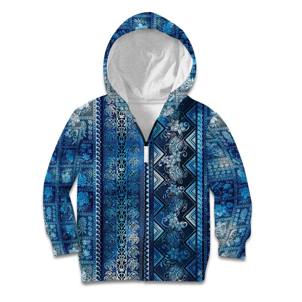 Hawaii Makahiki Turtle Kid Hoodie Galaxy Tapa Pattern LT05 Zip Hoodie Galaxy - Polynesian Pride
