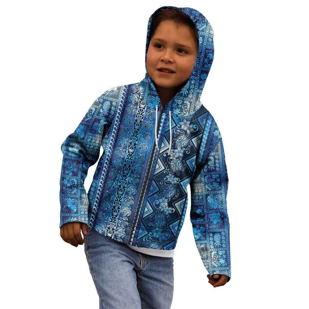 Hawaii Makahiki Turtle Kid Hoodie Galaxy Tapa Pattern LT05 - Polynesian Pride