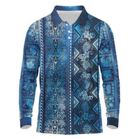 Hawaii Makahiki Turtle Long Sleeve Polo Shirt Galaxy Tapa Pattern LT05 Galaxy - Polynesian Pride