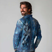 Hawaii Makahiki Turtle Long Sleeve Polo Shirt Galaxy Tapa Pattern LT05 - Polynesian Pride