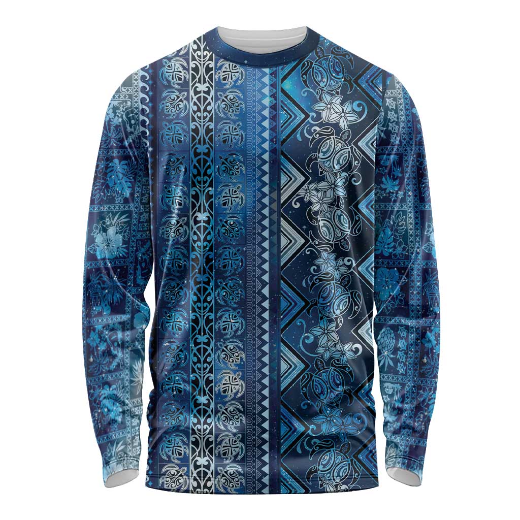 Hawaii Makahiki Turtle Long Sleeve Shirt Galaxy Tapa Pattern LT05 Unisex Galaxy - Polynesian Pride
