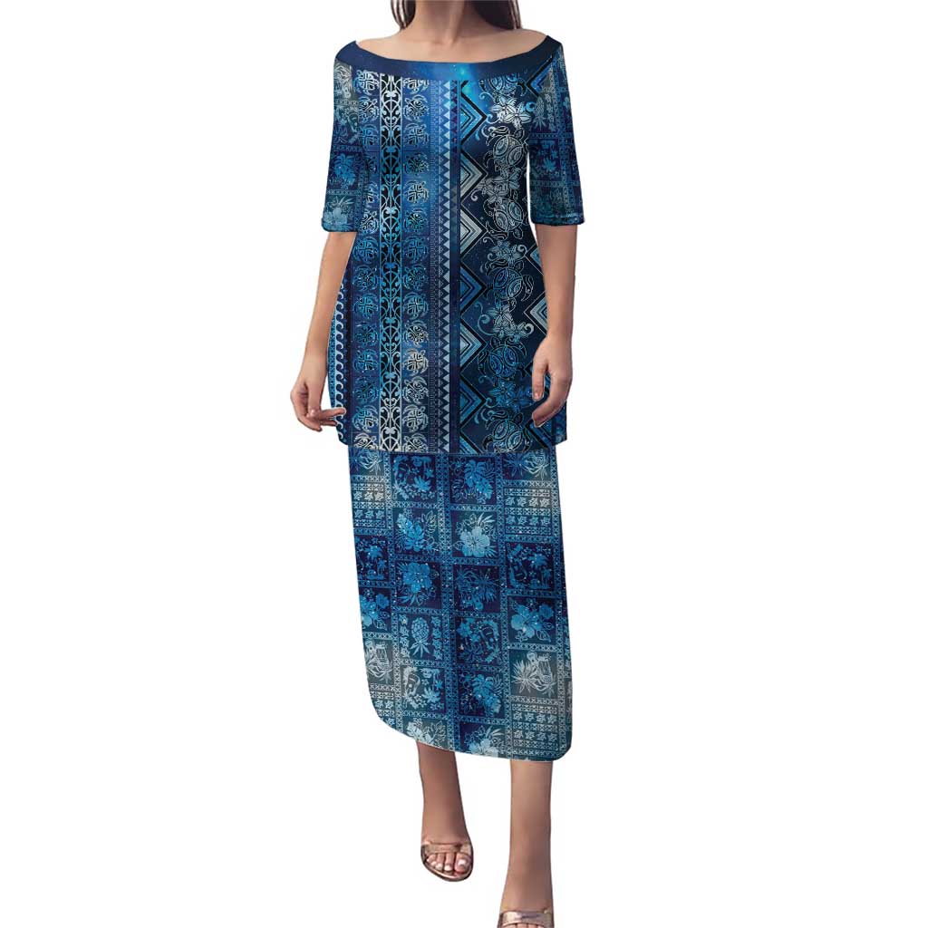 Hawaii Makahiki Turtle Puletasi Galaxy Tapa Pattern LT05 Long Dress Galaxy - Polynesian Pride