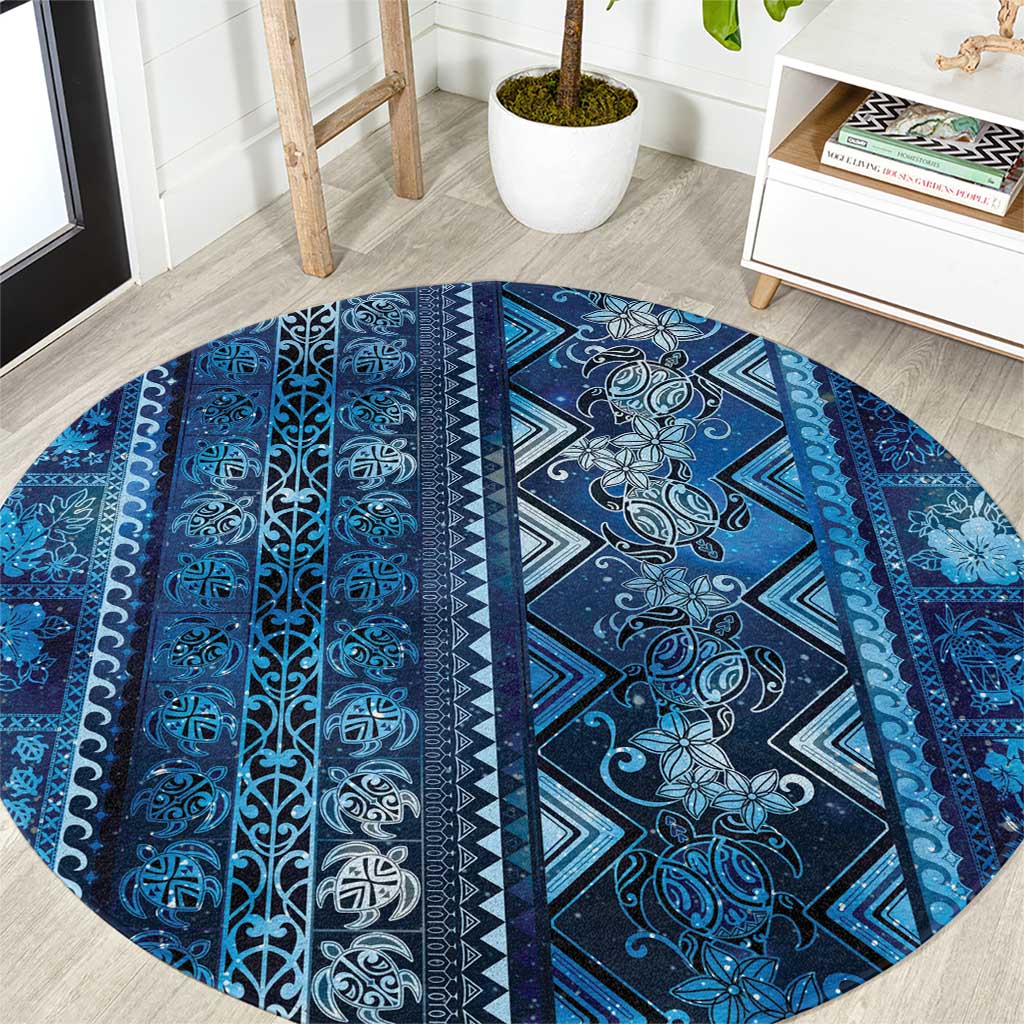 Hawaii Makahiki Turtle Round Carpet Galaxy Tapa Pattern LT05 Galaxy - Polynesian Pride