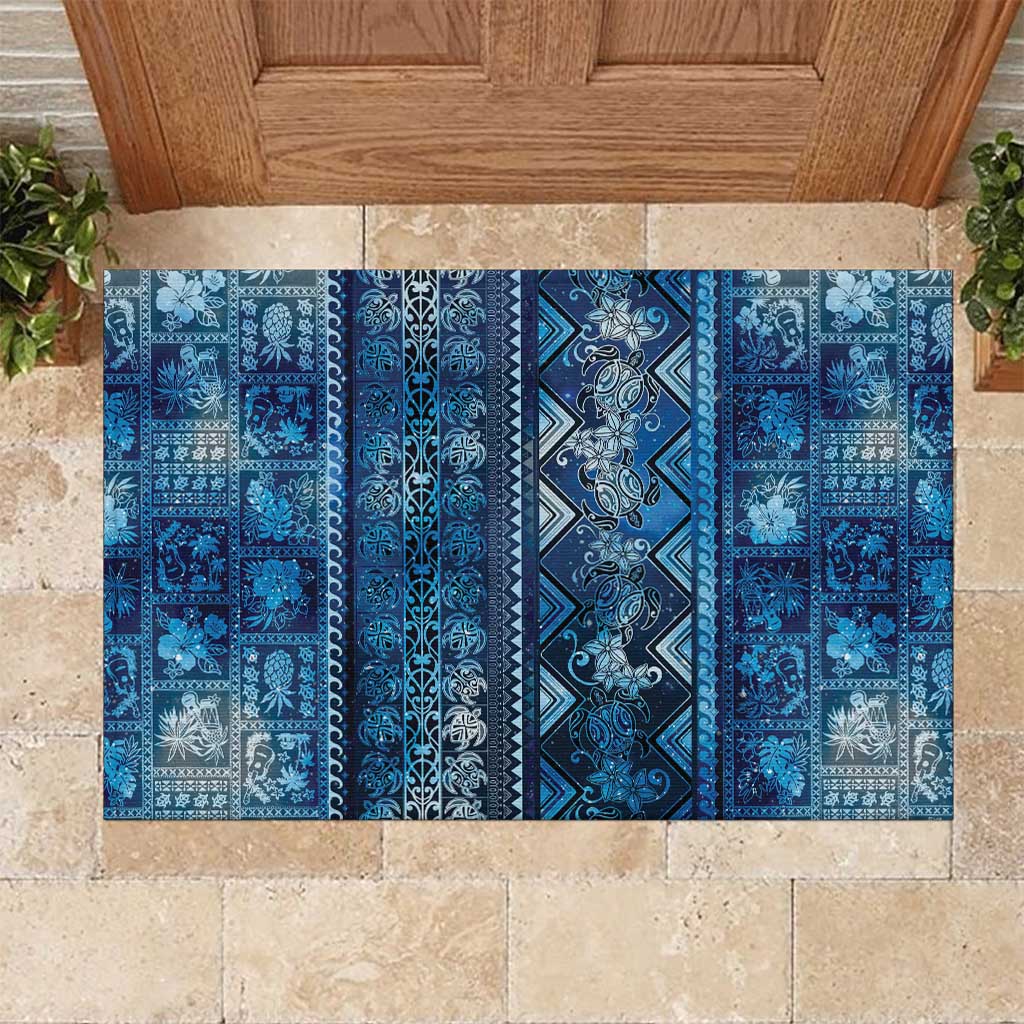 Hawaii Makahiki Turtle Rubber Doormat Galaxy Tapa Pattern LT05 Galaxy - Polynesian Pride